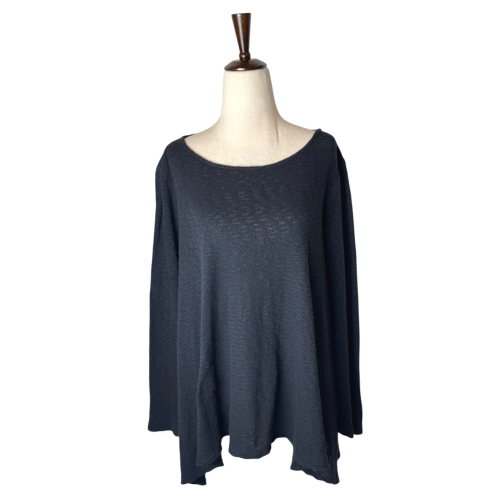 Puella Anthropologie Sweater Medium‎ Black Knit Long Sleeve Asymmetric Outdoor